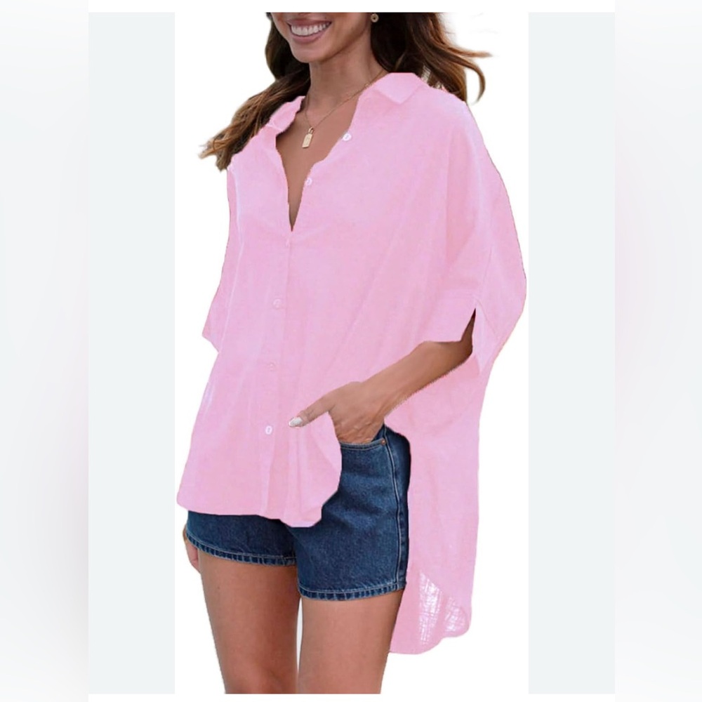 SNDYS | pink linen button up
